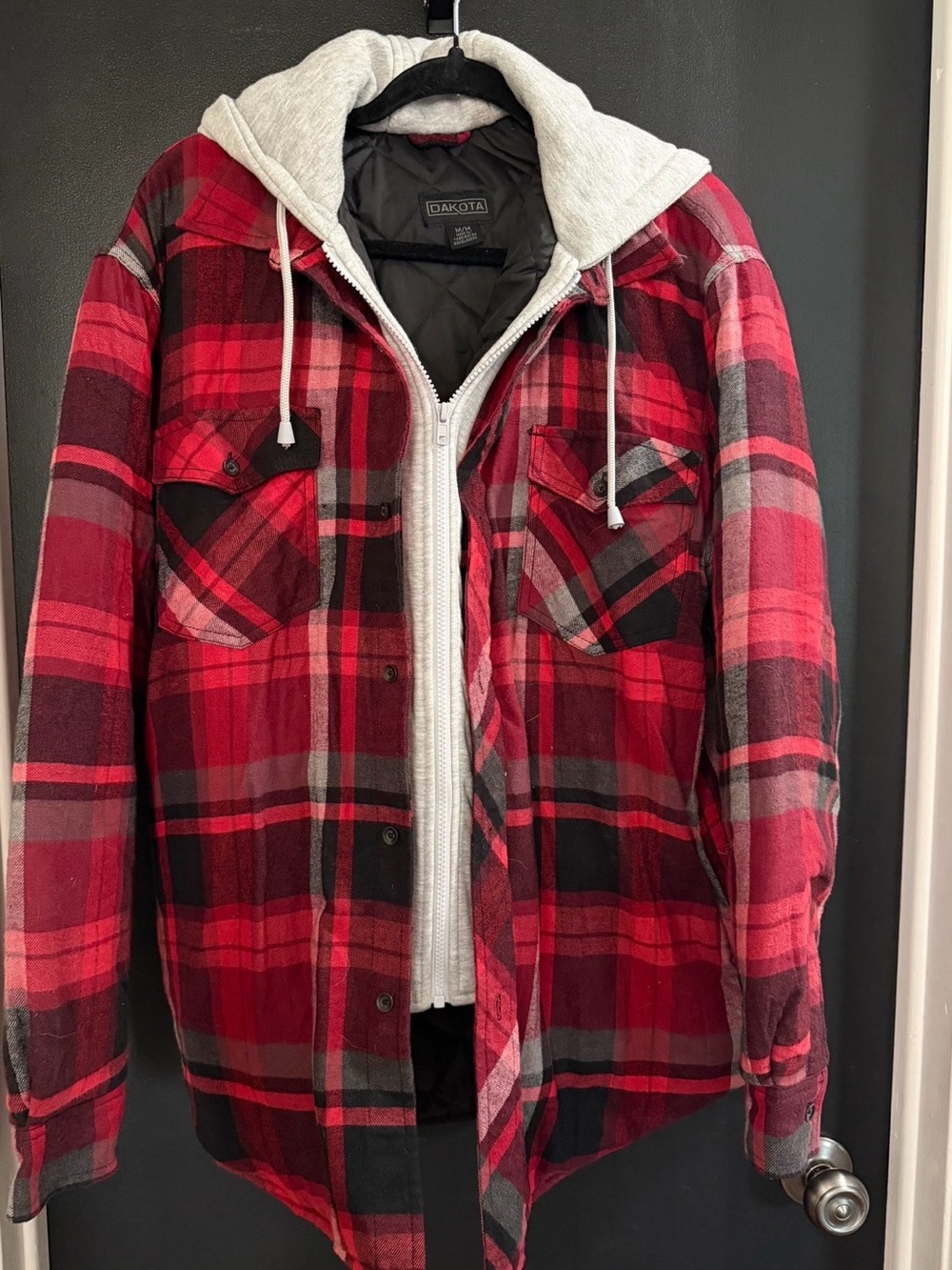 Dakota Men’s Red Plaid Lightweight Hooded Shirt Jacket